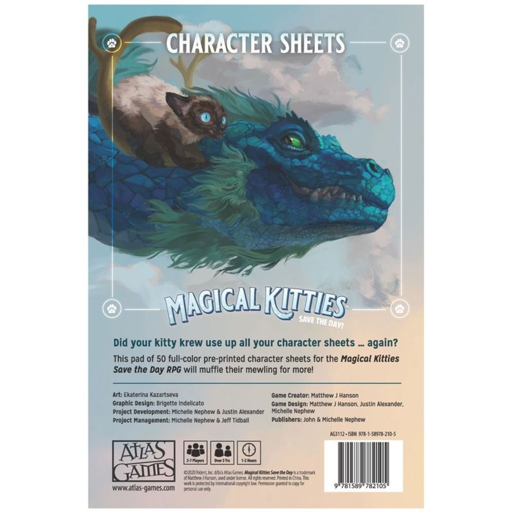 Magical Kitties Save the Day! RPG: Kitty Character Sheets